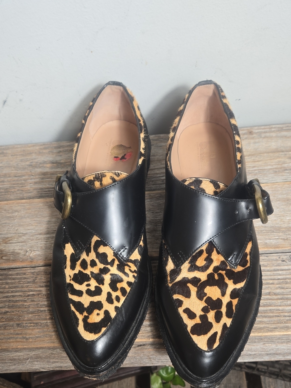Belle Sigerson Morrison Black Leopard Print Leather Pony Hair Loafer with Buckle - Picture 2 of 8